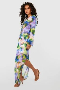 Floraler Chiffon-Maxirock -Deutschland Mode Pfiff Verkaufs-Shop gzz53774 purple xl 2