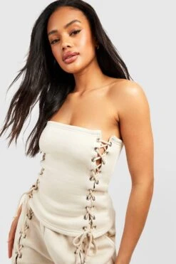 Geschnürtes Bandeau Korsett-Top Mit Schnür-Detail