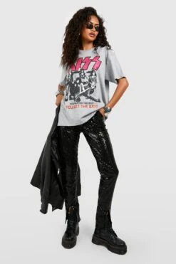 Pailletten-Leggings Mit Schlitz Vorne -Deutschland Mode Pfiff Verkaufs-Shop gzz54099 black xl 2