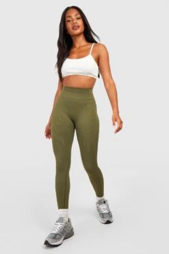 Nahtlose Gerippte Premium-Leggings -Deutschland Mode Pfiff Verkaufs-Shop gzz54103 khaki xl 2