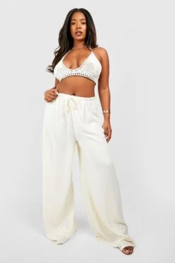 Plus Leichte Gewebte Palazzo-Hose 6 Plus Leichte Gewebte Palazzo-Hose -Deutschland Mode Pfiff Verkaufs-Shop gzz54190 stone xl 2