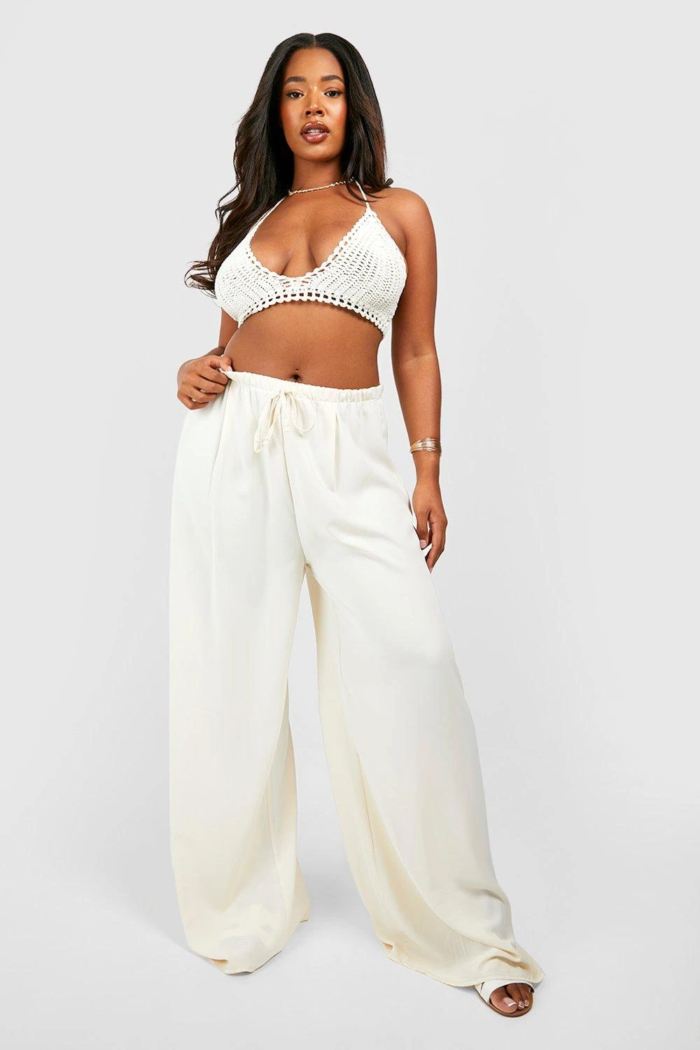 Plus Leichte Gewebte Palazzo-Hose 3 Plus Leichte Gewebte Palazzo-Hose – Bild 3