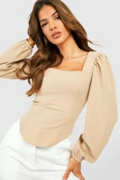 Langärmliges Korsett-Oberteil