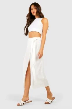 Wickel-Midirock Aus Baumwolle In Knitteroptik 7 Wickel-Midirock Aus Baumwolle In Knitteroptik -Deutschland Mode Pfiff Verkaufs-Shop gzz54458 white xl 3