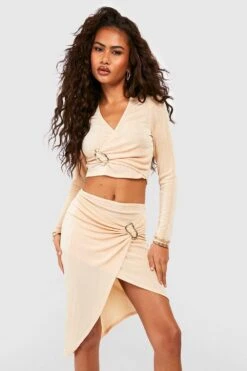 Wickel-Midirock Mit Metall-Ring -Deutschland Mode Pfiff Verkaufs-Shop gzz54720 sand xl 2