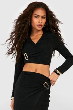 Wickel Crop Top Mit Metall-Ring