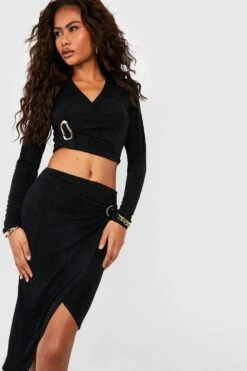 Wickel Crop Top Mit Metall-Ring 7 Wickel Crop Top Mit Metall-Ring -Deutschland Mode Pfiff Verkaufs-Shop gzz54722 black xl 3