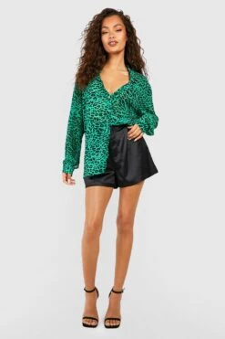 Oversize Chiffon-Hemd Mit Leopardenprint -Deutschland Mode Pfiff Verkaufs-Shop gzz54759 green xl 2