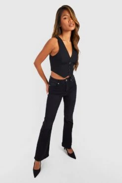 Stretch Schlagjeans Mit Hohem Bund -Deutschland Mode Pfiff Verkaufs-Shop gzz54995 black xl 2