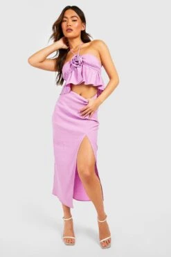 Strukturierter Midirock Mit Schlitz -Deutschland Mode Pfiff Verkaufs-Shop gzz55075 lilac xl 2