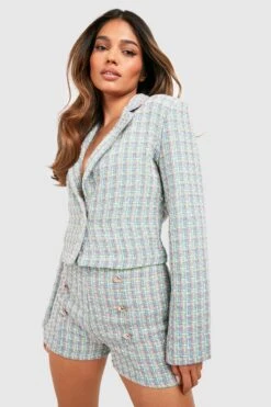 Karierte Tweed-Shorts Mit Knopf Vorne -Deutschland Mode Pfiff Verkaufs-Shop gzz55077 mint xl 2