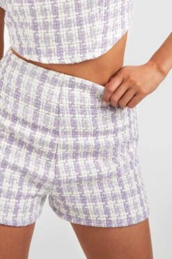 Karierte Tweed-Shorts Mit Taschen-Detail -Deutschland Mode Pfiff Verkaufs-Shop gzz55080 lilac xl 3
