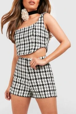 Kariertes Tweed-Bralette Mit Sweetheart-Ausschnitt -Deutschland Mode Pfiff Verkaufs-Shop gzz55081 black xl 3