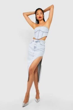 Denim-Midirock Mit Schlitz