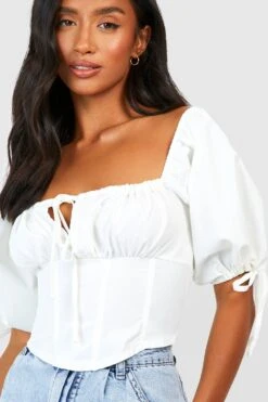Petite Korsett-Top Mit Puffärmeln -Deutschland Mode Pfiff Verkaufs-Shop gzz55326 white xl 3