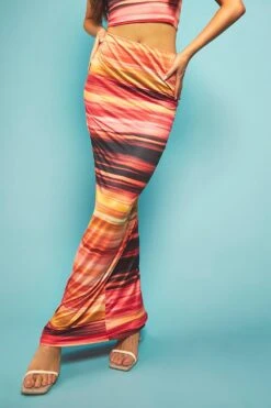 Maxirock Mit Abstraktem Print -Deutschland Mode Pfiff Verkaufs-Shop gzz55738 orange xl 3