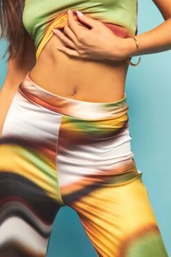 Schlaghose Mit Abstraktem Print Und Hohem Bund -Deutschland Mode Pfiff Verkaufs-Shop gzz55751 multi xl 3