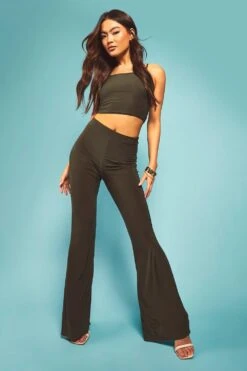 Basics Schlaghose Mit Hohem Bund -Deutschland Mode Pfiff Verkaufs-Shop gzz55752 olive xl 2