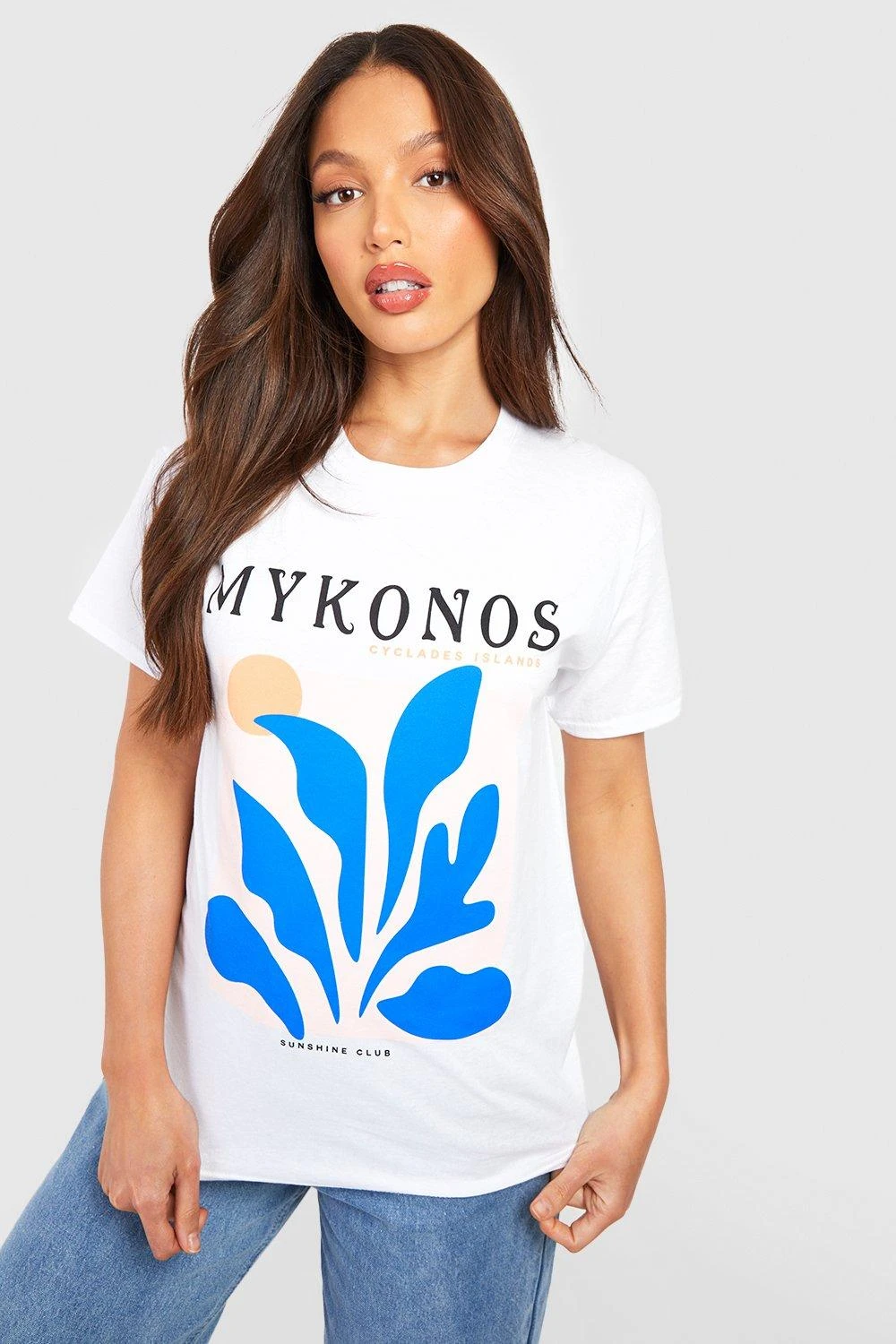 Tall T-Shirt Mit Mykonos Print 1 Tall T-Shirt Mit Mykonos Print