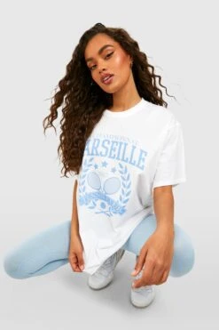 Oversize T-Shirt Mit Tennis-Print 6 Oversize T-Shirt Mit Tennis-Print -Deutschland Mode Pfiff Verkaufs-Shop gzz56236 white xl 2