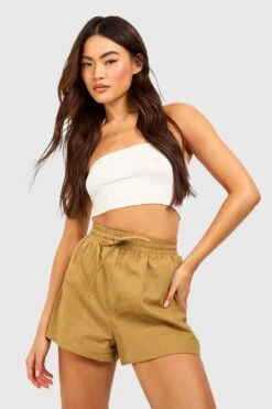 Leinen-Shorts Mit Geschnürter Taille
