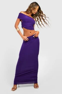 Crop Top & Maxirock Mit Twist-Schultern -Deutschland Mode Pfiff Verkaufs-Shop gzz57048 purple xl 2