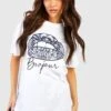 Oversize T-Shirt Mit Bonjour Lippen Print