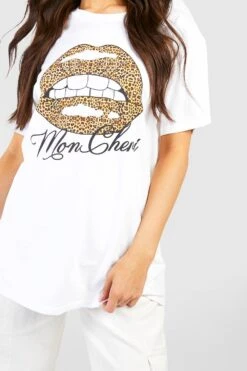 Oversize T-Shirt Mit Leopardenprint Lippen-Print 7 Oversize T-Shirt Mit Leopardenprint Lippen-Print -Deutschland Mode Pfiff Verkaufs-Shop gzz57120 white xl 3