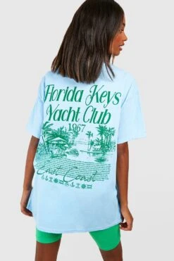 Oversize T-Shirt Mit Florida Yacht Club Print -Deutschland Mode Pfiff Verkaufs-Shop gzz57157 light20blue xl 2