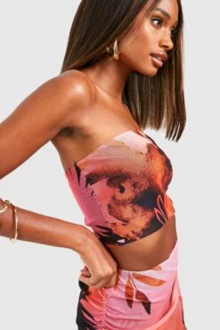 Gerafftes Mesh-Bandeau Mit Tropischem Print -Deutschland Mode Pfiff Verkaufs-Shop gzz57227 pink xl 3