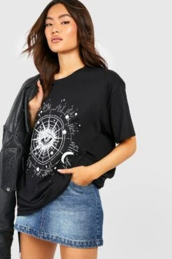 Oversize T-Shirt Mit Augen-Print