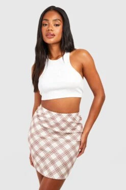 Deutschland Mode Pfiff Verkaufs-Shop 24 Karierter Minirock Aus Crepestoff