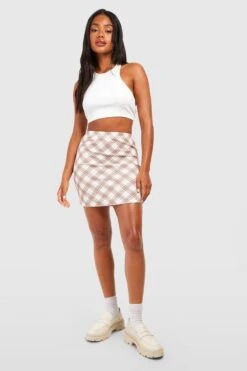 Karierter Minirock Aus Crepestoff -Deutschland Mode Pfiff Verkaufs-Shop gzz57369 sand xl 2