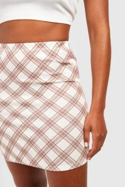 Karierter Minirock Aus Crepestoff -Deutschland Mode Pfiff Verkaufs-Shop gzz57369 sand xl 3