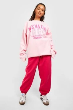 Oversize Sweatshirt Mit Nevada Slogan -Deutschland Mode Pfiff Verkaufs-Shop gzz57600 light20pink xl 2
