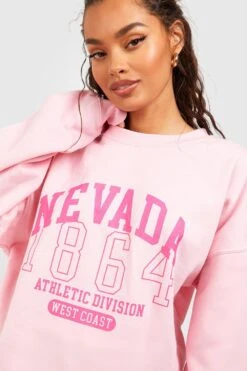 Oversize Sweatshirt Mit Nevada Slogan -Deutschland Mode Pfiff Verkaufs-Shop gzz57600 light20pink xl 3