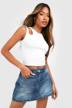 Geripptes Tanktop Mit Cut-Out Schultern -Deutschland Mode Pfiff Verkaufs-Shop gzz57793 white xl 2