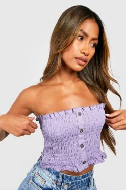 Gerafftes Bandeau Mit Knopf-Detail -Deutschland Mode Pfiff Verkaufs-Shop gzz57798 lilac xl 3