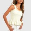 Gerafftes Trägertop Mit Geschnürten Trägern Und Schößchen